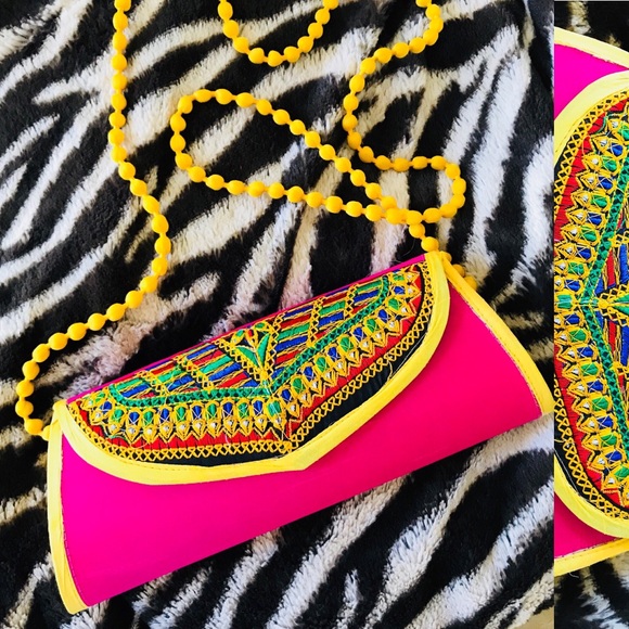 Beautiful Boho Indian Embroidered Evening BAG - Picture 6 of 8